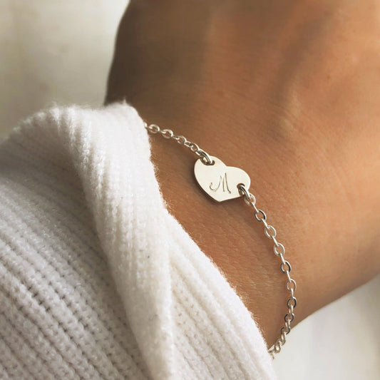 Dainty Heart Initial Bracelet