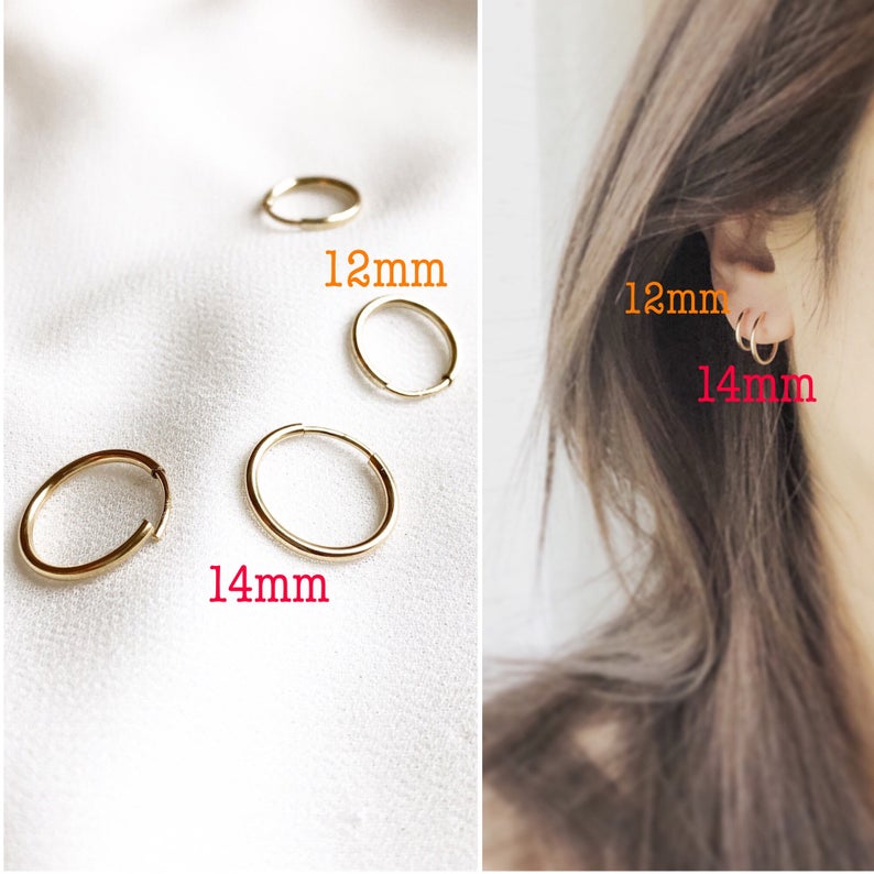 Small Hoop Earrings, Endless Hoop Earrings, Tiny Hoop Earrings, Available 14K Solid Yellow Gold and 14K Gold filled, Gold Hoop Earrings, Office Outfit, Delicate Jewelry, Mothers Gift, Coco Wagner Jewelry, Gift For Her, Gift Ideas,  Birthday Gift, Mothers Gift, Christmas Gift Ideas, Mothers Day Gift  Minimalist Jewelry, Everyday Jewelry, 
