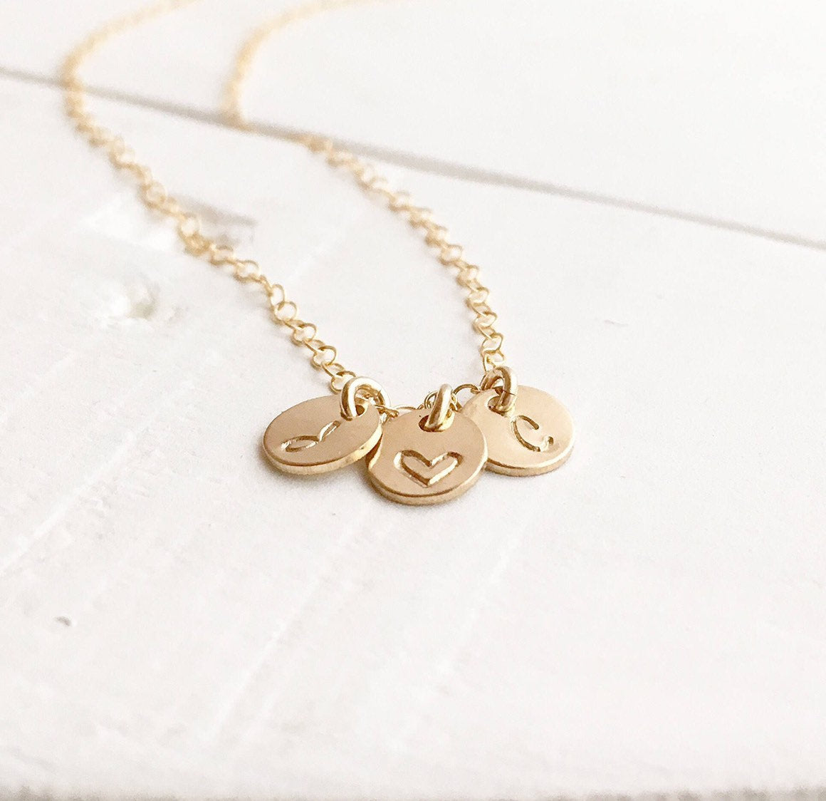 Personalised Family Initial Disc Necklace, Childrens Initials Necklace –  Dainty Rocks Jewellery