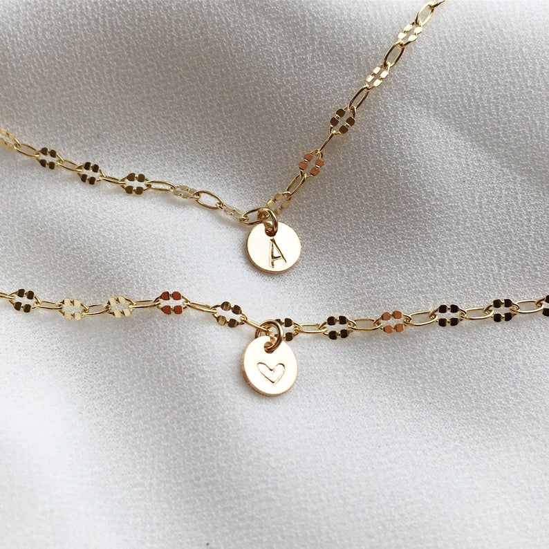 Lace Chain Initial Bracelet