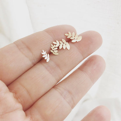 Leaf Earrings, Golden Leaf Stud Earrings, 14K Solid Gold Leaf Single Stud Or A Pair, Gold Leaf studs, Leaves Stud Earrings, Mothers Gift,  Delicate Jewelry, Mothers Gift, Gift For Her, Gift Ideas,  Birthday Gift, Anniversary Gift, Christmas Gift Ideas,  Minimalist Jewelry, Everyday Jewelry, 14K Solid Gold Collections