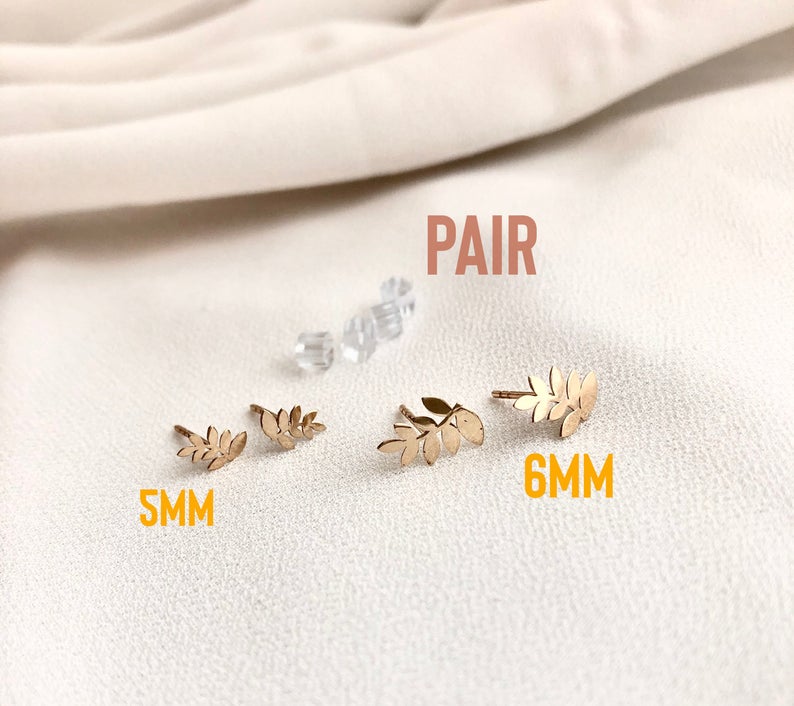 Leaf Earrings, Golden Leaf Stud Earrings, 14K Solid Gold Leaf Single Stud Or A Pair, Gold Leaf studs, Leaves Stud Earrings, Mothers Gift
