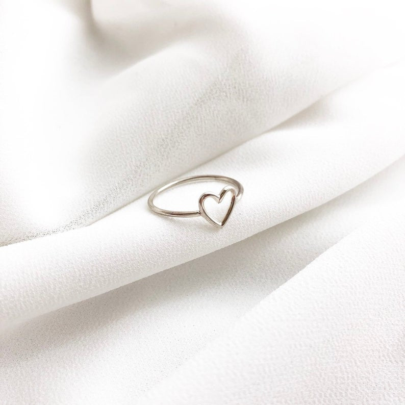 Open Heart Ring, Heart Ring, Open Heart Ring, Stacking Ring, Thin Dainty Heart Ring, Minimalist Jewelry, Gift For Her, Gift Ideas, Stacking ring, Dainty Ring