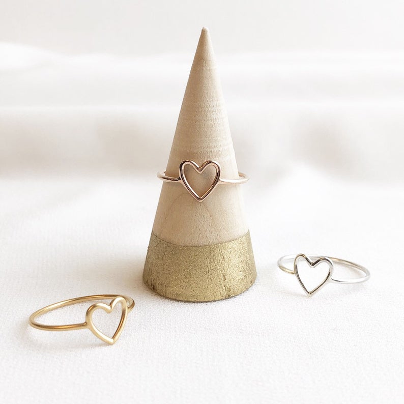 Open Heart Ring, Heart Ring, Open Heart Ring, Stacking Ring, Thin Dainty Heart Ring, Minimalist Jewelry, Gift For Her, Gift Ideas, Stacking ring, Dainty Ring