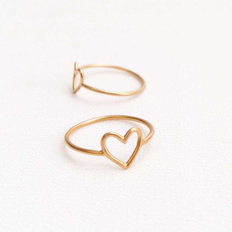 Open Heart Ring, Heart Ring, Open Heart Ring, Stacking Ring, Thin Dainty Heart Ring, Minimalist Jewelry, Gift For Her, Gift Ideas, Stacking ring, Dainty Ring, Valentines Gift, Valentines Gift ideas, 