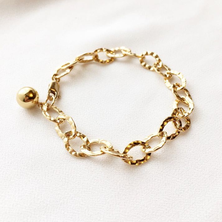 Coco Oval Link Bracelet, Gold Chain Bracelet, Gold Hammered Oval Link Bracelet, Oval Chain Bracelet, Chain Bracelet, Everyday Jewelry, Gift For Her, Anniversary Gift