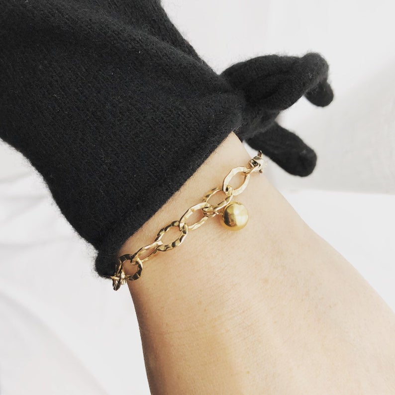 Coco Oval Link Bracelet, Gold Chain Bracelet, Gold Hammered Oval Link Bracelet, Oval Chain Bracelet, Chain Bracelet, Everyday Jewelry, Gift For Her, Anniversary Gift