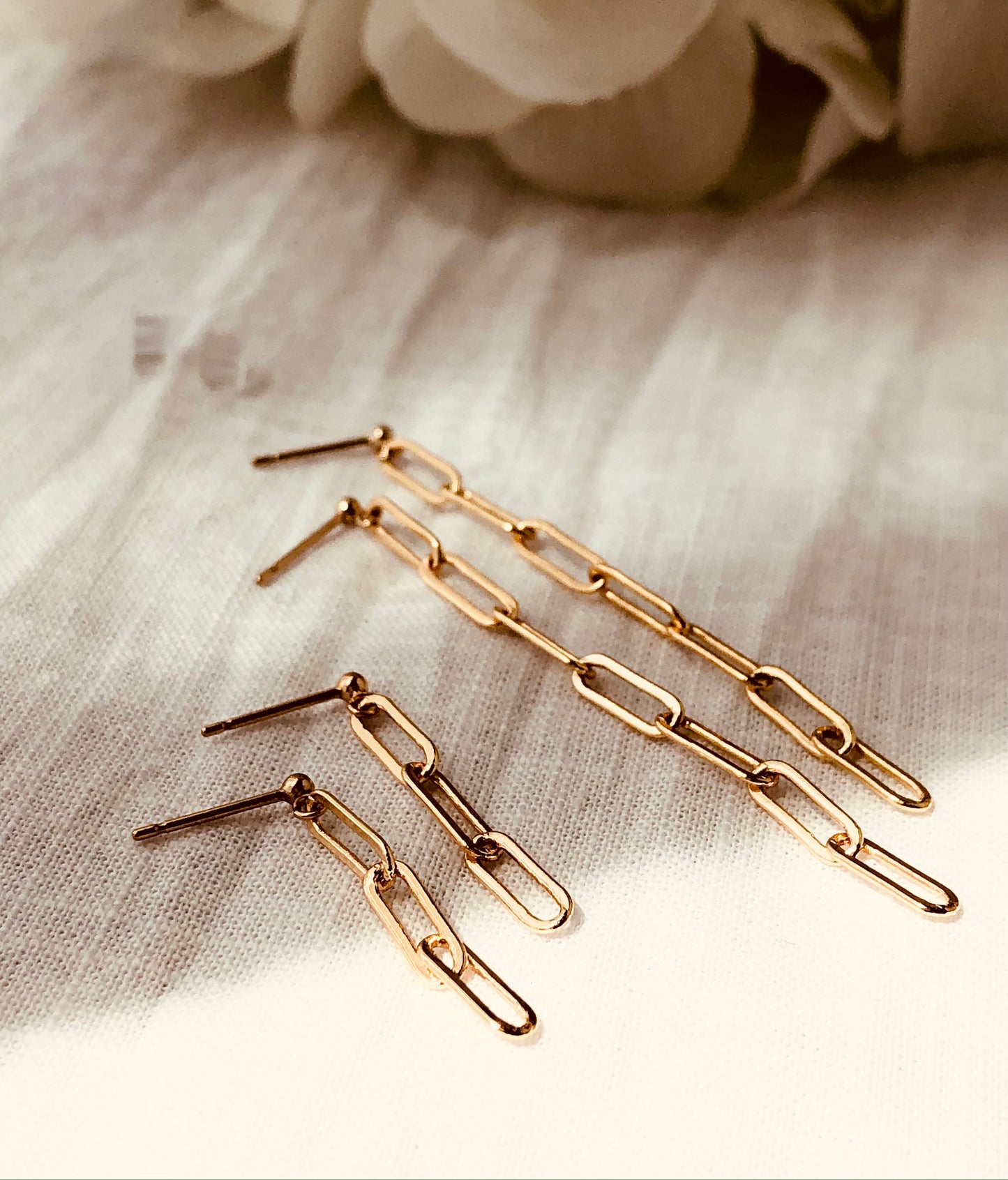 Paperclip Link Earrings, Paper Clip Link Studs, Linear Drop Earrings, Paper Clip Chain Earrings Everyday Jewelry, Gold Dainty Drop Earrings