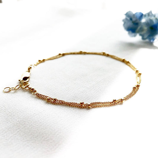 Satellite Bracelet, Layered Bracelet, Layered Satellite Bracelet, Multi Strand Bracelet, Dainty Stacking Bracelet, Double Chain Bracelet,  simple and dainty 