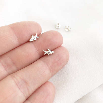 Mini Shark Silver Earrings
