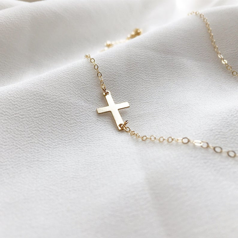 Cross Necklace, Sideways Cross Necklace, Everyday Cross Necklace, Cross Choker Necklace, Graduation Gifts, Teachers Gift Ideas, Gift For Her