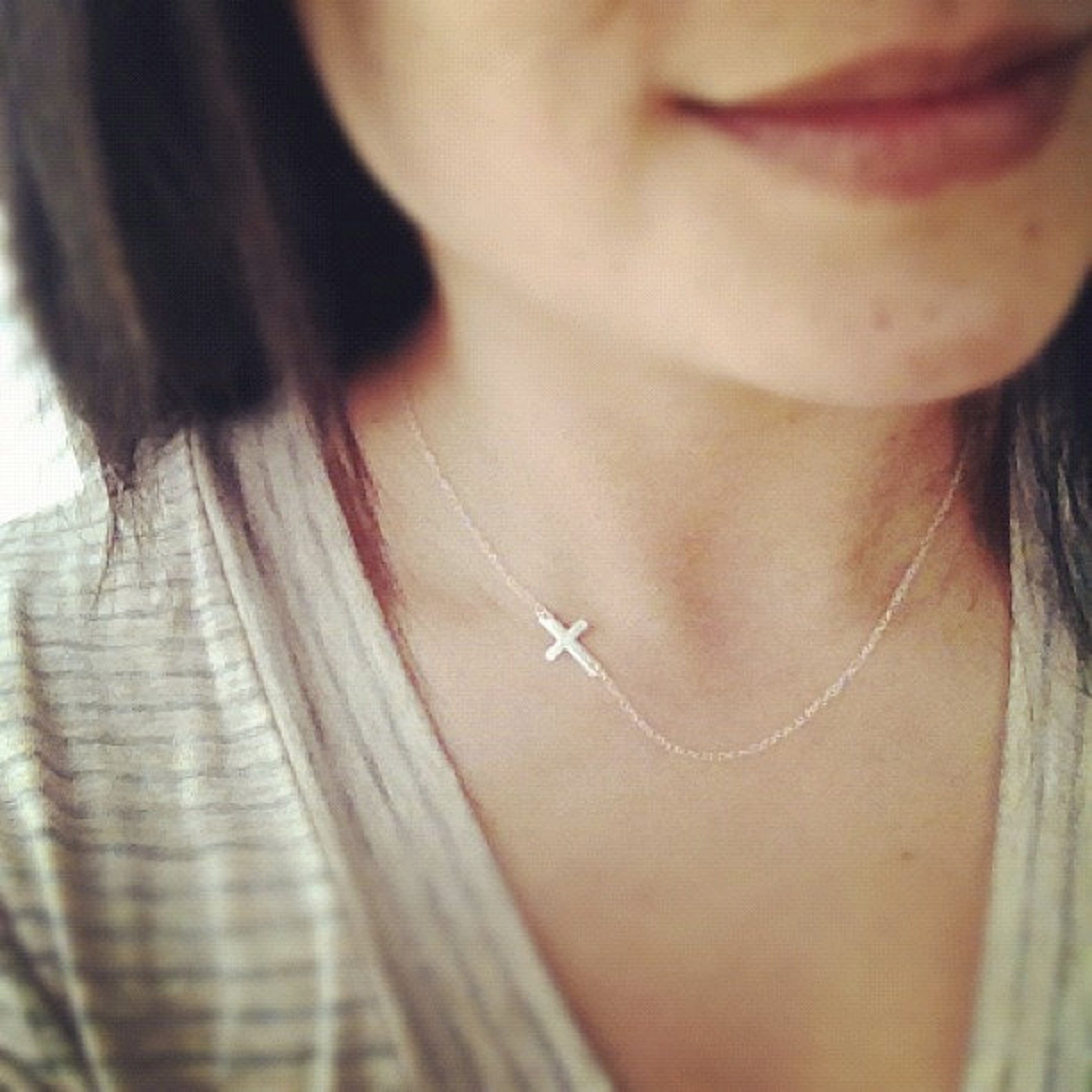 Cross Necklace, Sideways Cross Necklace, Everyday Cross Necklace, Cross Choker Necklace, Graduation Gifts, Teachers Gift Ideas, Gift For Her
