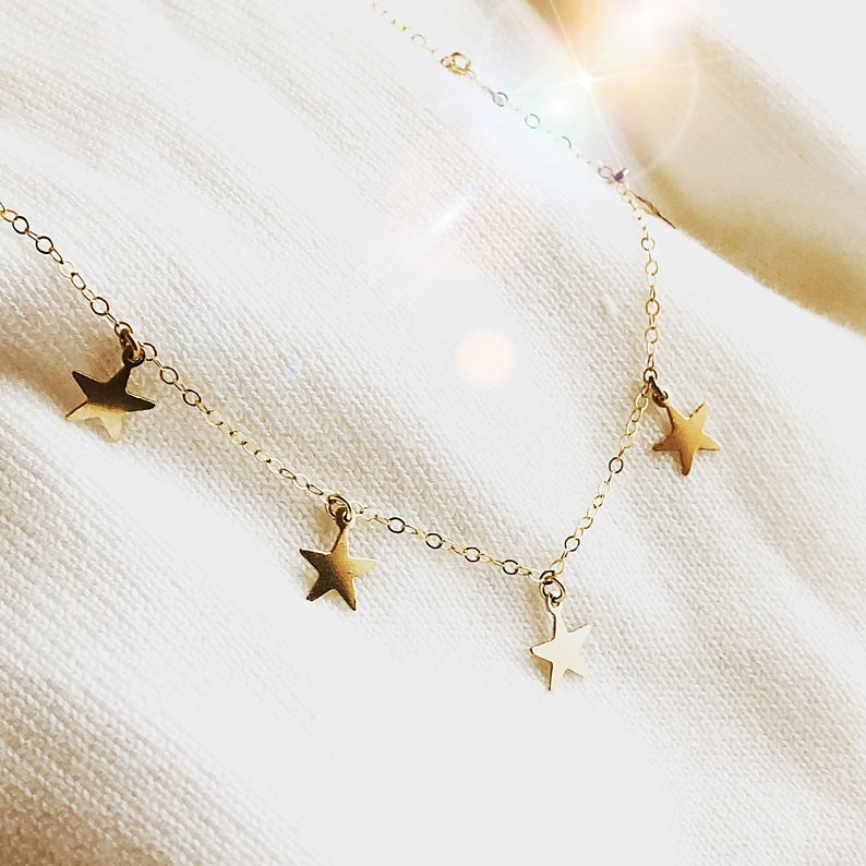 Star Necklace, Star Choker Necklace, 14K Gold Star Choker, Star Jewelry, Layering Necklace, Birthday Gift Ideas, Bridesmaid Jewelry &amp; Gifts
