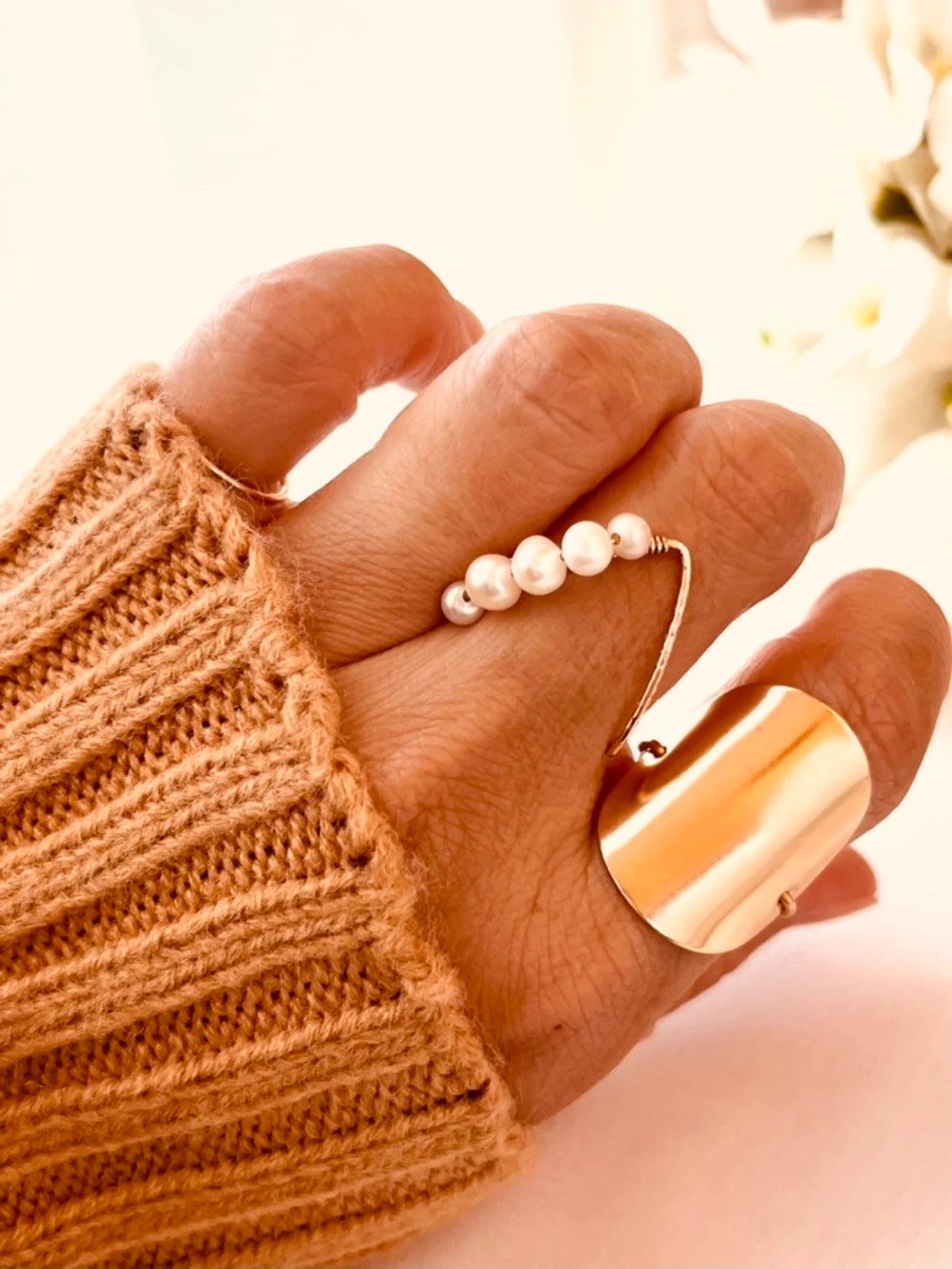 Wire Pearl Ring, Fresh Water Pearl Ring, 14k Gold Filled Pearl Ring, Handmade Wire Jewelry, Statement Ring, Pearl Cocktail Ring,Gift For Her