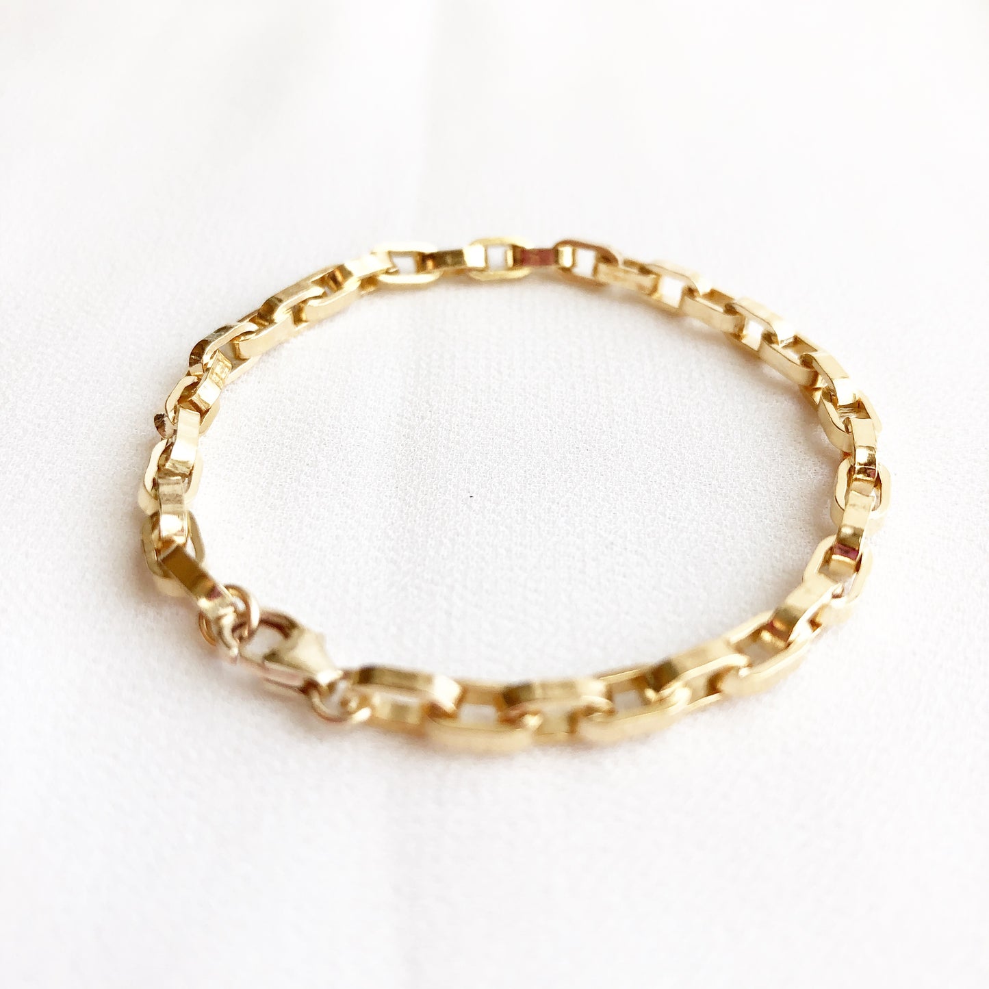 Rectangle Link Bracelet, Chain Bracelet, Chunky Gold Bracelet, Thick Chain Bracelet, Modern Jewelry, Statement Bracelet, Layering Bracelet