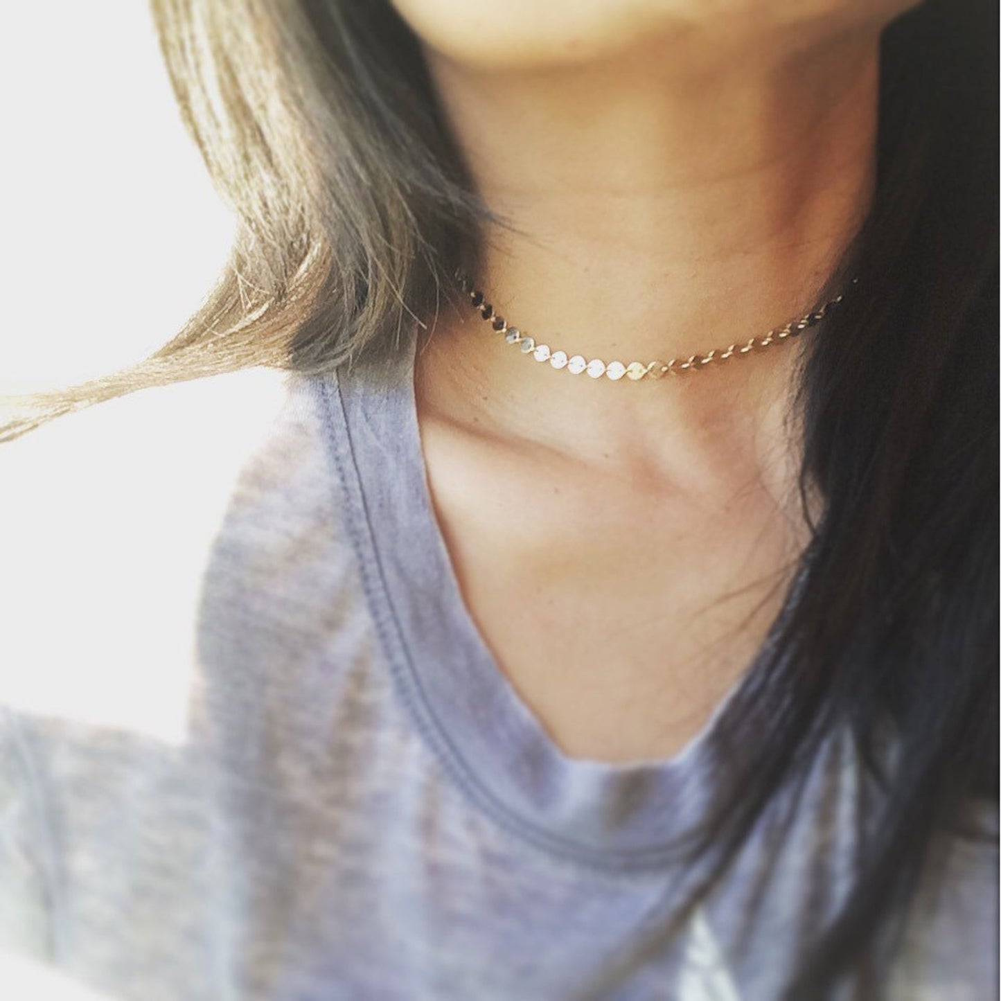 Choker Necklace, Coin Chain Choker, Gold Choker Necklace, Gold Coin Choker, Mini Disc Necklace, Gift For Her, Mother’s Day Gifts