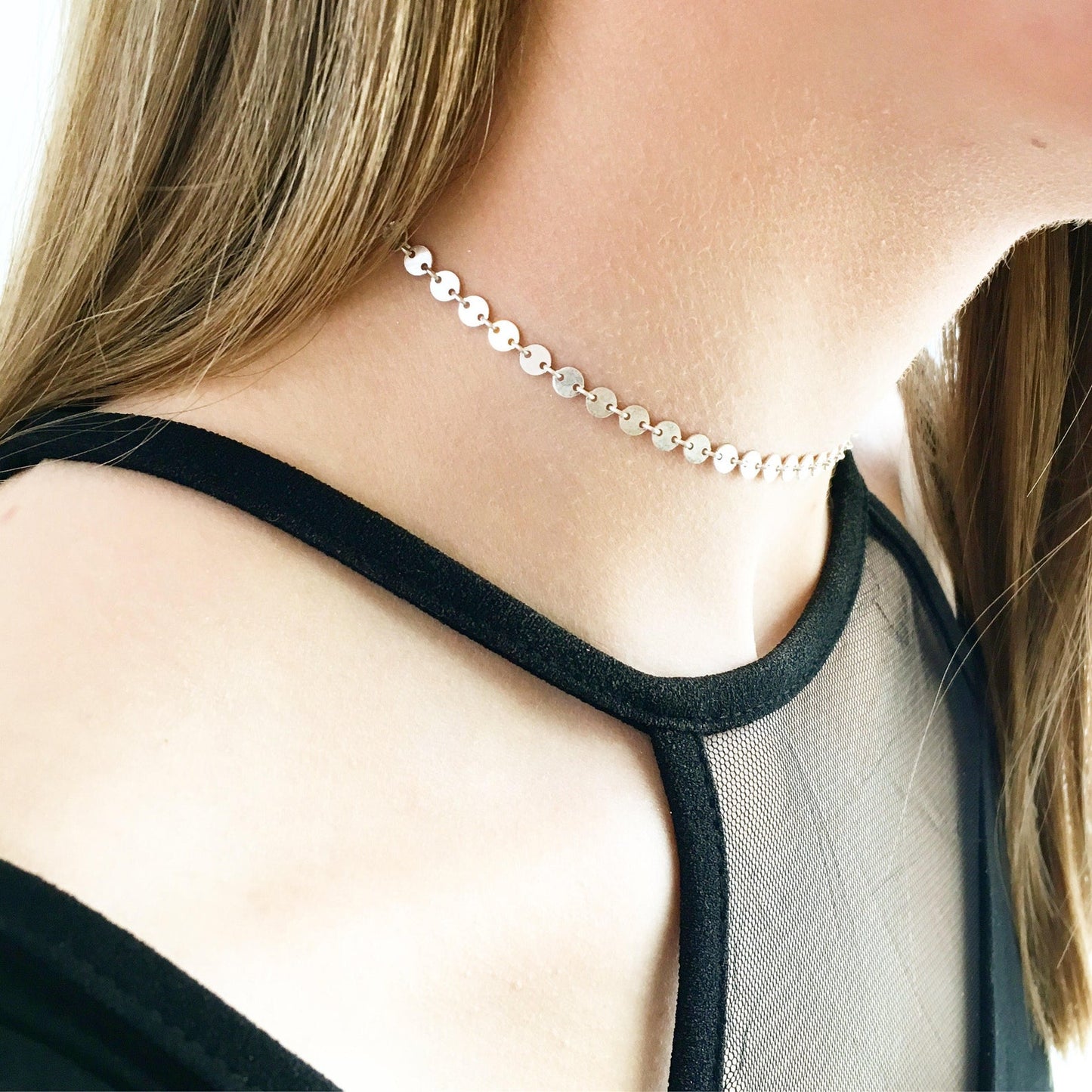 Choker Necklace, Coin Chain Choker, Gold Choker Necklace, Gold Coin Choker, Mini Disc Necklace, Gift For Her, Mother’s Day Gifts