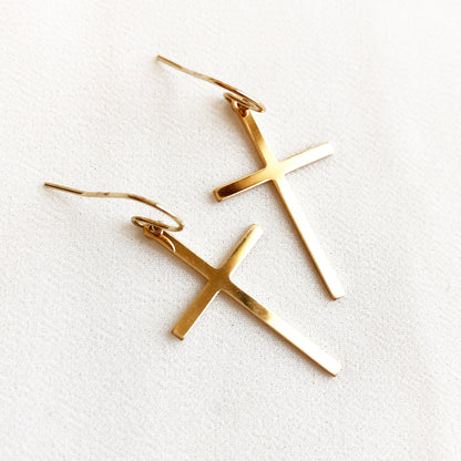 Cross Earrings, Large Cross Earrings, Statement Earrings With Crosses, Religious Earrings, Faith Jewelry, Gold Cross Earrings, Gift For Her