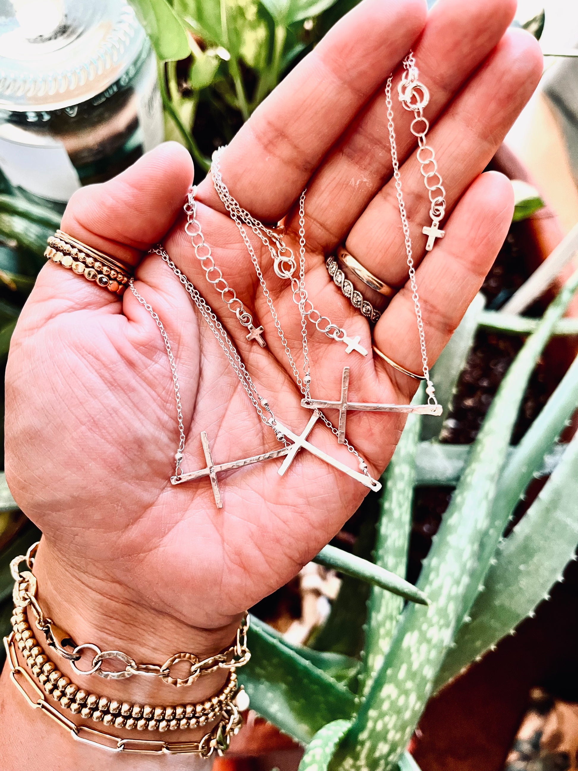 Sterling Silver Sideways Cross Necklace Coco Wagner Design