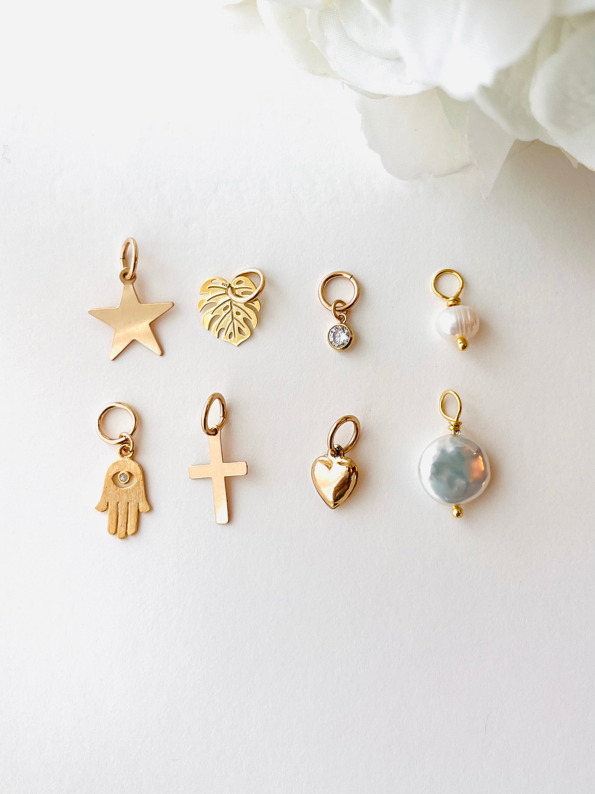 Coco Mix And Match Charm,  Pendant,  Add ons, Add Extra Charm To Your Hoop Earring, Hoop Charms, Leaf Charms, Star charms, Pearl Charms, Cross charms