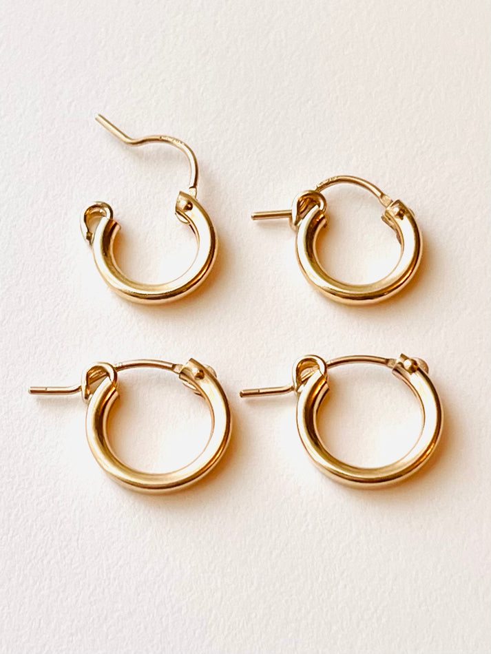 14K gold Filled Huggies, Set, Thick Hoop Earrings, Tube Hoops, Hoop Earrings, Minimalist, Ready To Ship, Mix And Match 