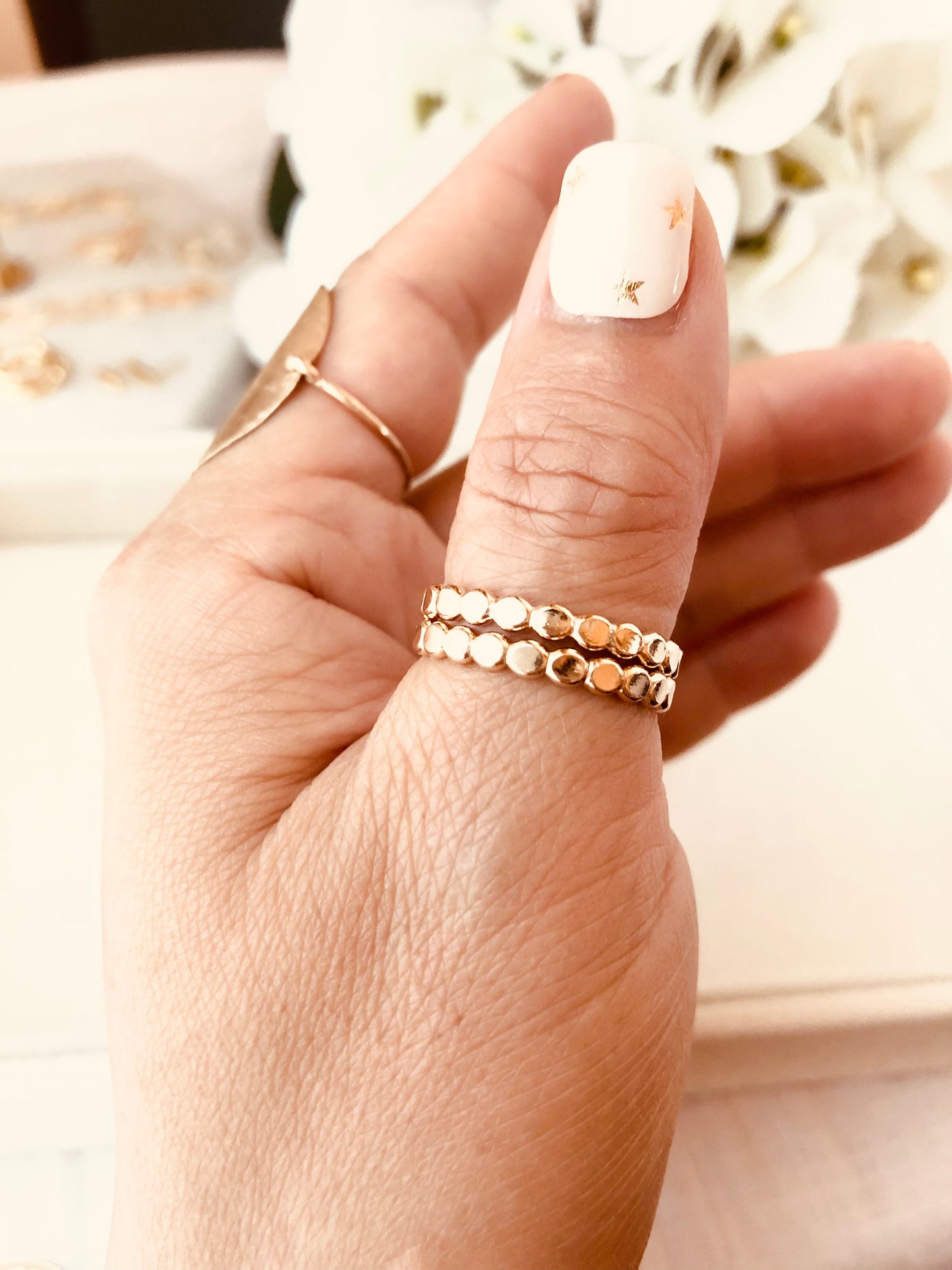 Gold Hammered Beaded Ring, Gold Dot Stacking Ring, Gold Dot Ring, Hammered Beaded Band, Dainty Ring, Stacking Ring, Gift For Her, Gift Ideas, Office Outfit, Delicate Jewelry, Mothers Gift, Coco Wagner Jewelry, Gift For Her, Gift Ideas,  Birthday Gift, Mothers Gift, Christmas Gift Ideas, Mothers Day Gift  Minimalist Jewelry, Everyday Jewelry, Simple and Dainty