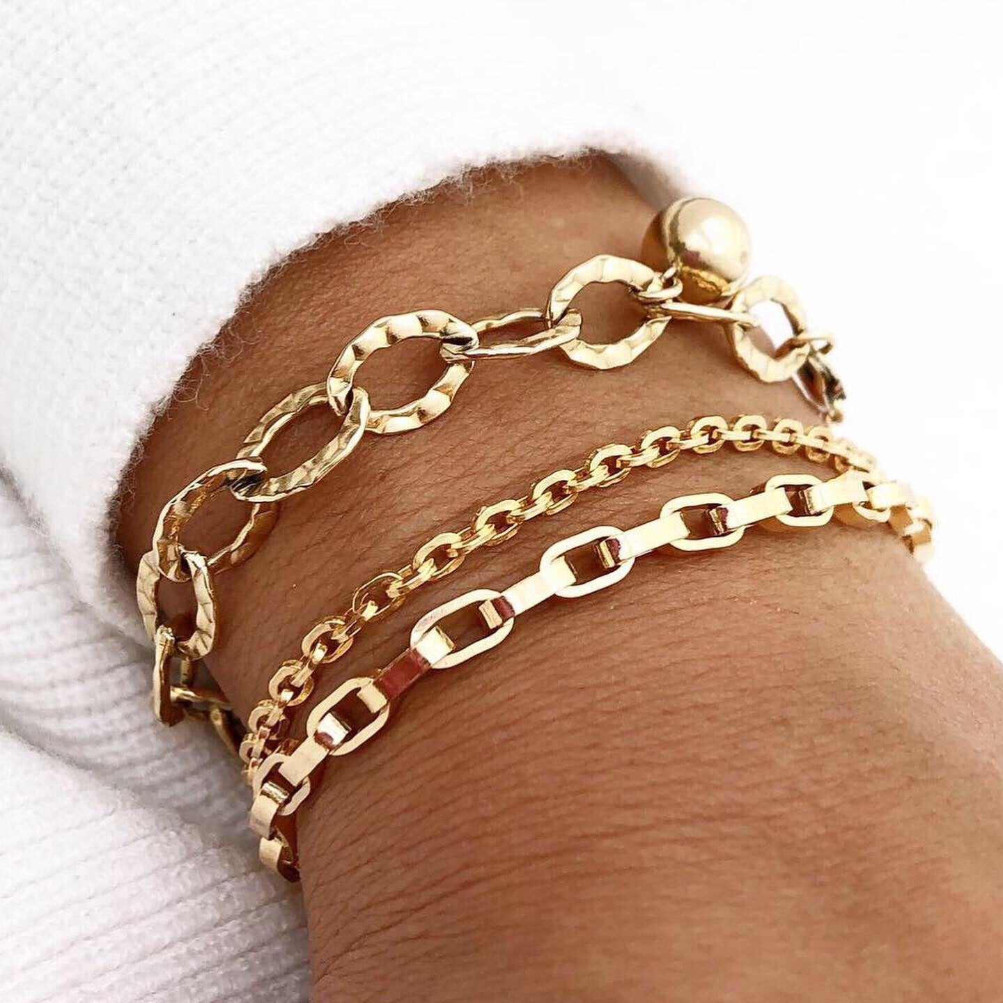 Rectangle Link Bracelet, Chain Bracelet, Chunky Gold Bracelet, Thick Chain Bracelet, Modern Jewelry, Statement Bracelet, Layering Bracelet