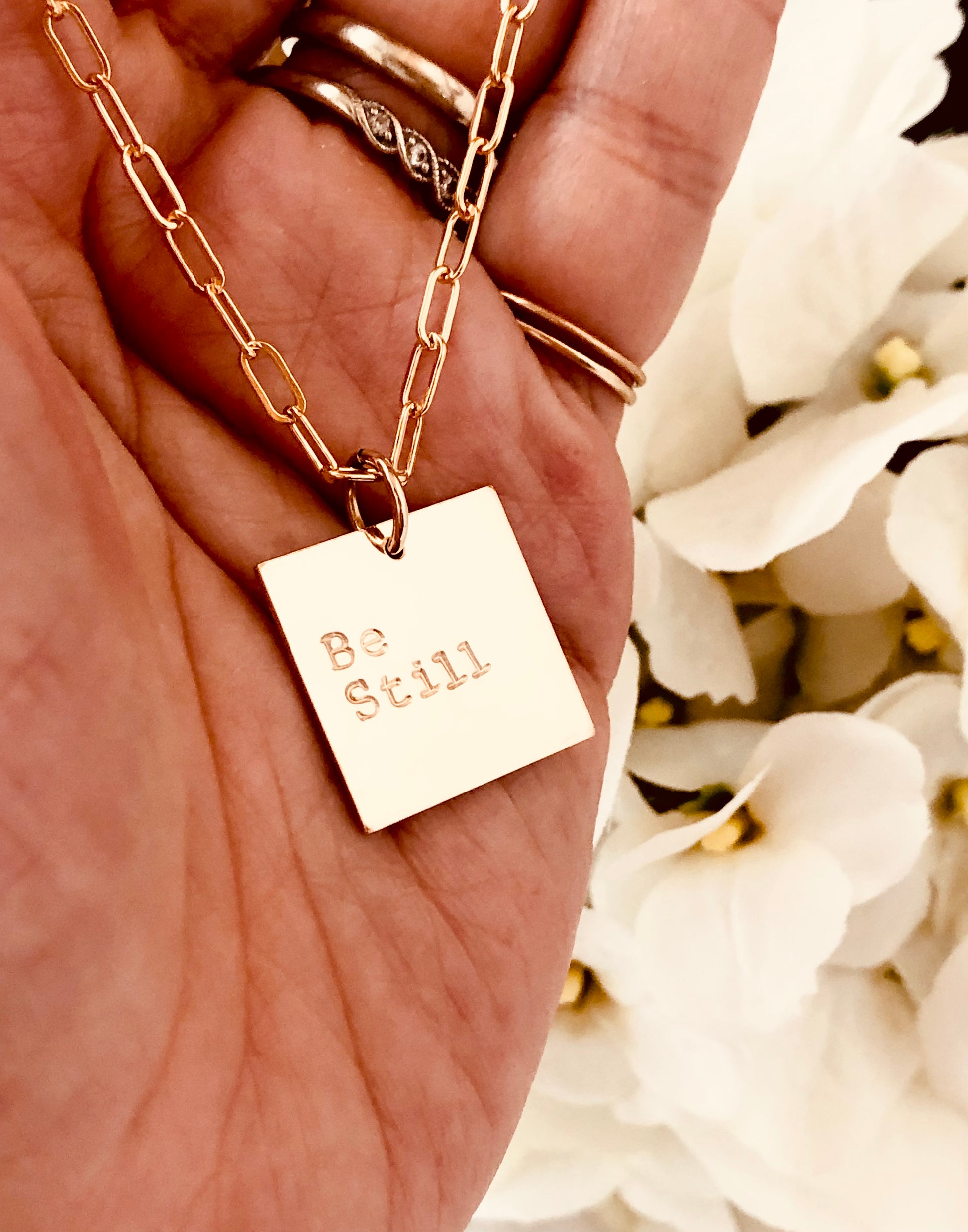 Square Plate Necklace, Personalized Necklace, Long Necklace, Hand Stamped Jewelry, Statement Necklace, Monogram and Name Jewelry, Office Outfit, Delicate Jewelry, Mothers Gift, Coco Wagner Jewelry, Gift For Her, Gift Ideas,  Birthday Gift, Mothers Gift, Christmas Gift Ideas, Mothers Day Gift  Minimalist Jewelry, Everyday Jewelry, Simple and Dainty