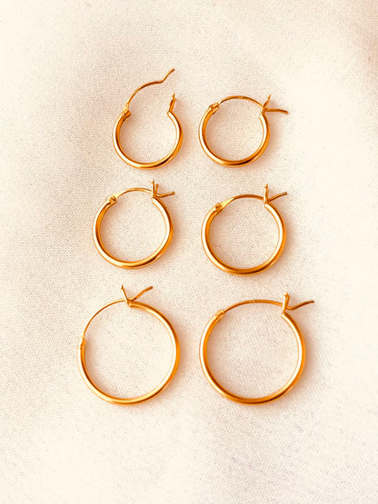 Hoop Earrings Set, Set Of 3, Huggie Hoop Earrings Set, Dainty Gold Hoops Set, Valentine&