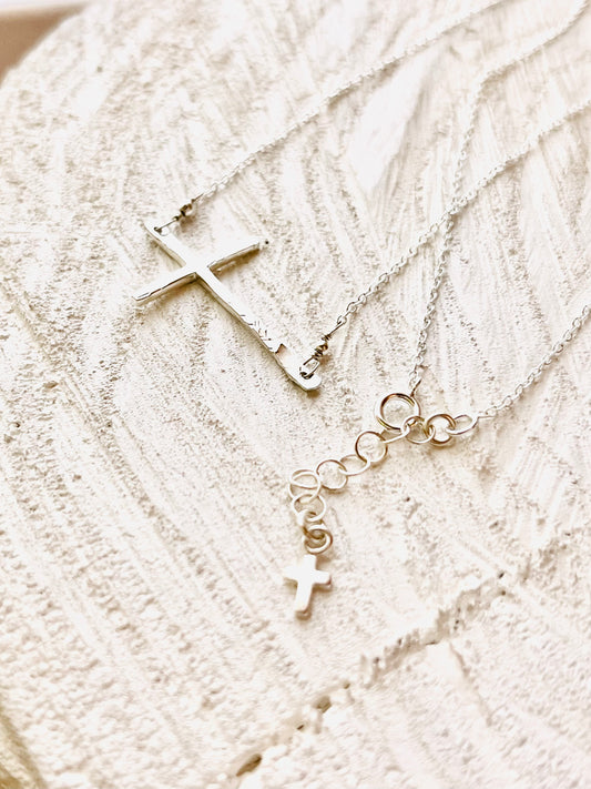 Sterling Silver Sideways Cross Necklace, cross necklace, cross jewelry, gift for Mother, gift for her, everyday jewelry, gift ideas, holiday gift, birthday gifts, valentines gift 