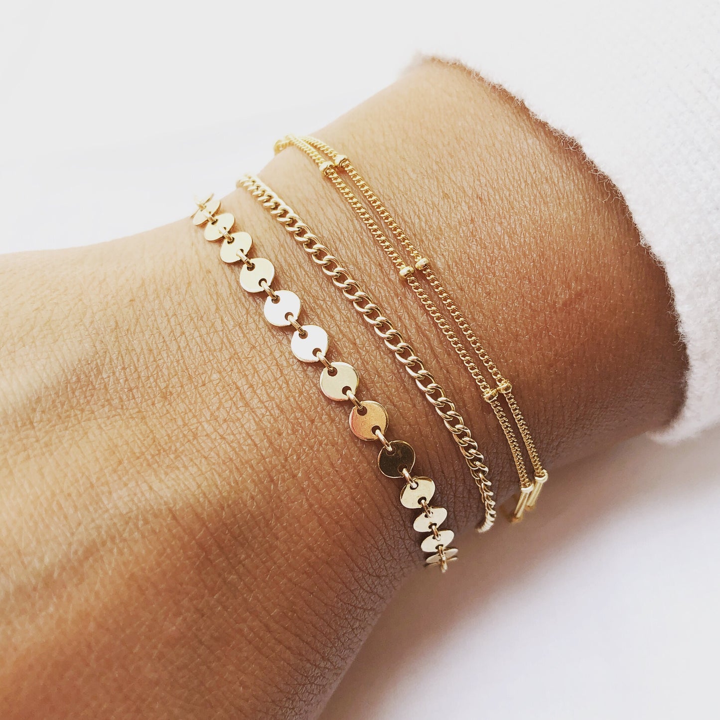 Satellite Bracelet, Layered Bracelet, Layered Satellite Bracelet, Multi Strand Bracelet, Dainty Stacking Bracelet, Double Chain Bracelet, simple and dainty, Mothers Day Gift