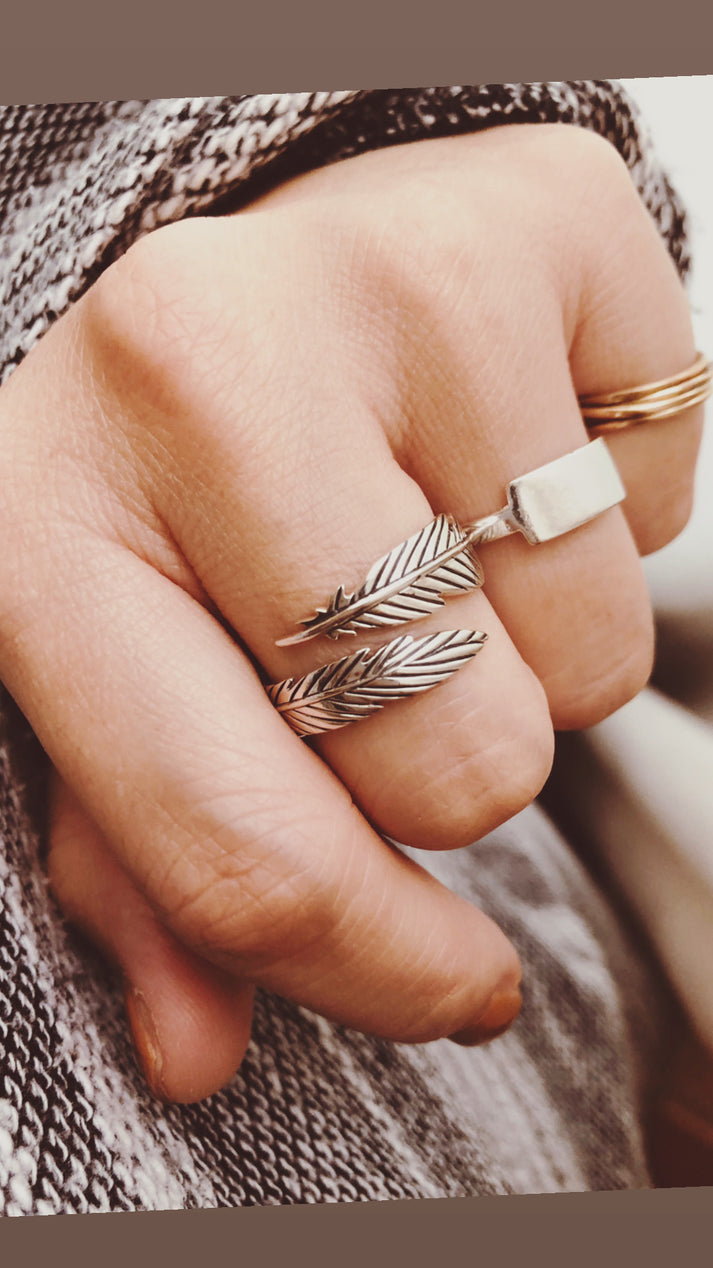 Feather Ring, Silver Feather Ring, Gold Feather Ring