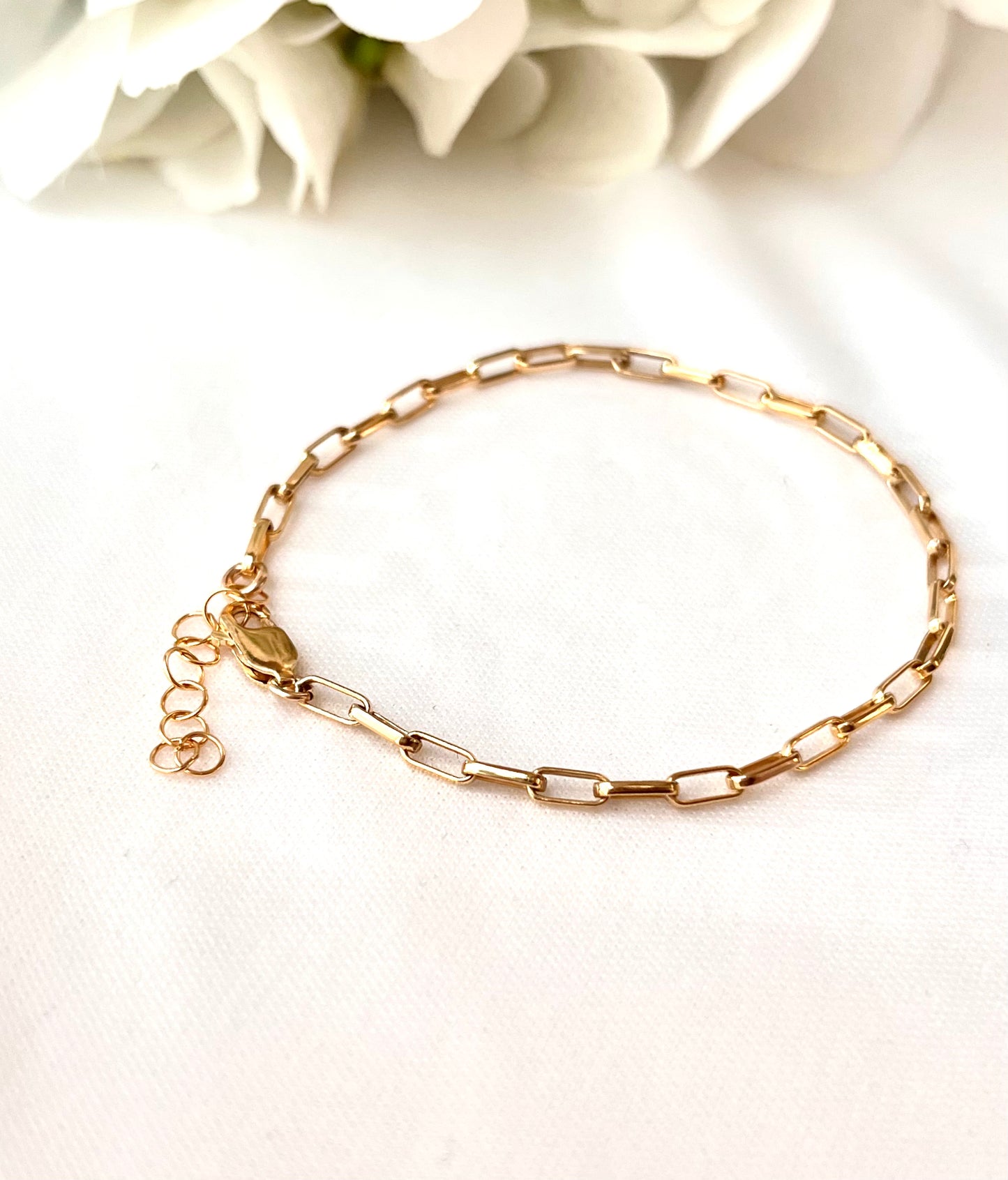 Minimalist Chain Bracelet, Rectangle Chain, Layering Bracelet, Simple Chain Bracelet, Everyday Bracelet, Gift for Her