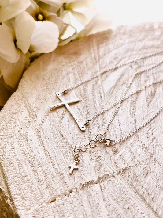Sterling Silver Sideways Cross Necklace, cross necklace, cross jewelry, gift for Mother, gift for her, everyday jewelry, gift ideas, holiday gift, birthday gifts, valentines gift 