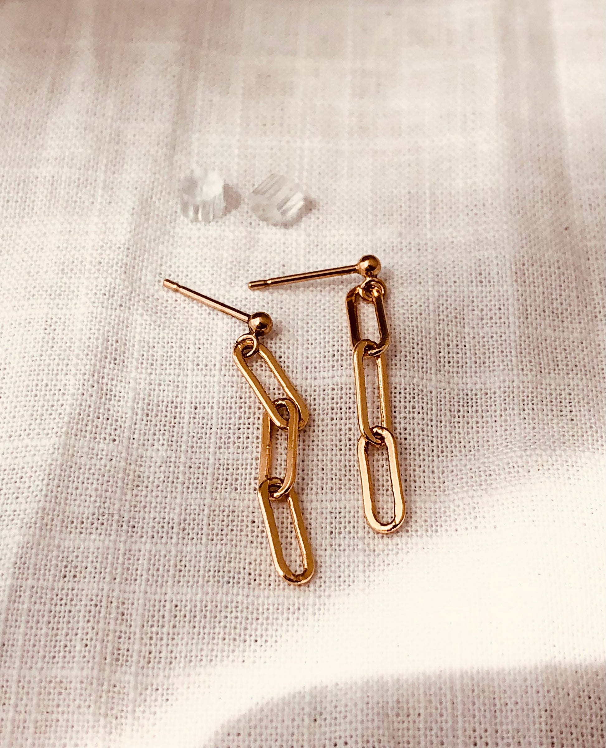 Paperclip Link Earrings, Paper Clip Link Studs, Linear Drop Earrings, Paper Clip Chain Earrings Everyday Jewelry, Gold Dainty Drop Earrings