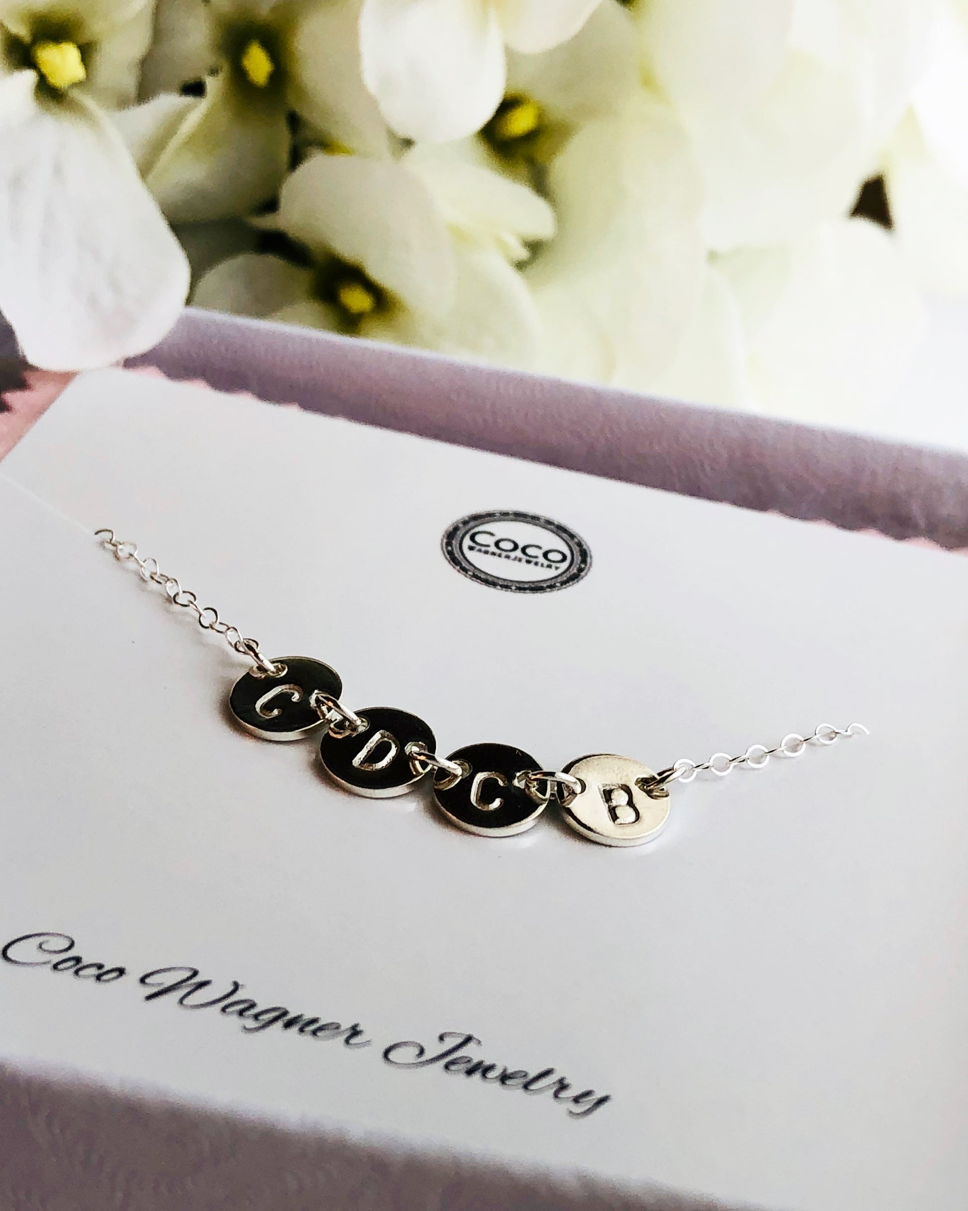Initial Choker Necklace Silver - 4 Discs