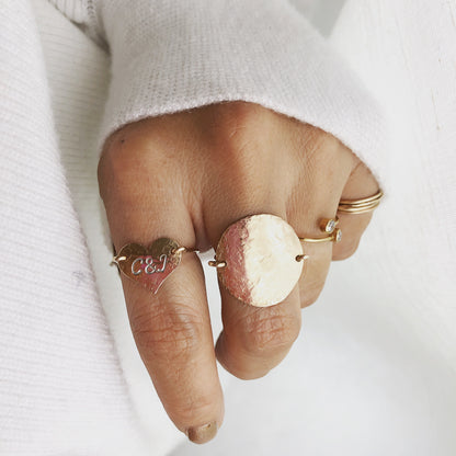 Textured Disc Ring, Large Disc Ring, Stacking Ring, Textured Disc Ring, Statement Ring, Disc Ring, Gold Ring, Everyday Wear