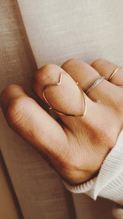 Heart Ring, Organic Heart Ring, Organic Hammered Heart Ring, Open Heart Ring, Thumb Ring, Large Heart Ring, Handmade Ring, Thin Heart Ring