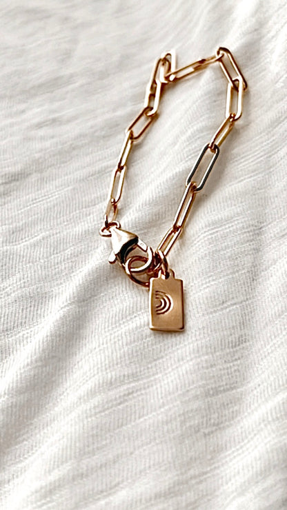 Paperclip Tag Initial Bracelet, Initial Bracelet, Personalized Tag with Initial, Custom Tag Bracelet, Paperclip Bracelet, Stack Bracelet, Valentines Day