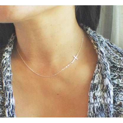 Easter Gift, Cross Necklace, Sideways Cross Necklace, All Sterling Silver, Everyday Wear, Holiday Gift, Cross Choker, Mothers Gift, Bridesmaid Gift, Cross Necklace, Sideways Cross Necklace, All Sterling Silver, Everyday Wear, Holiday Gift, Cross Choker, Gift For Her, Christmas Gift 
