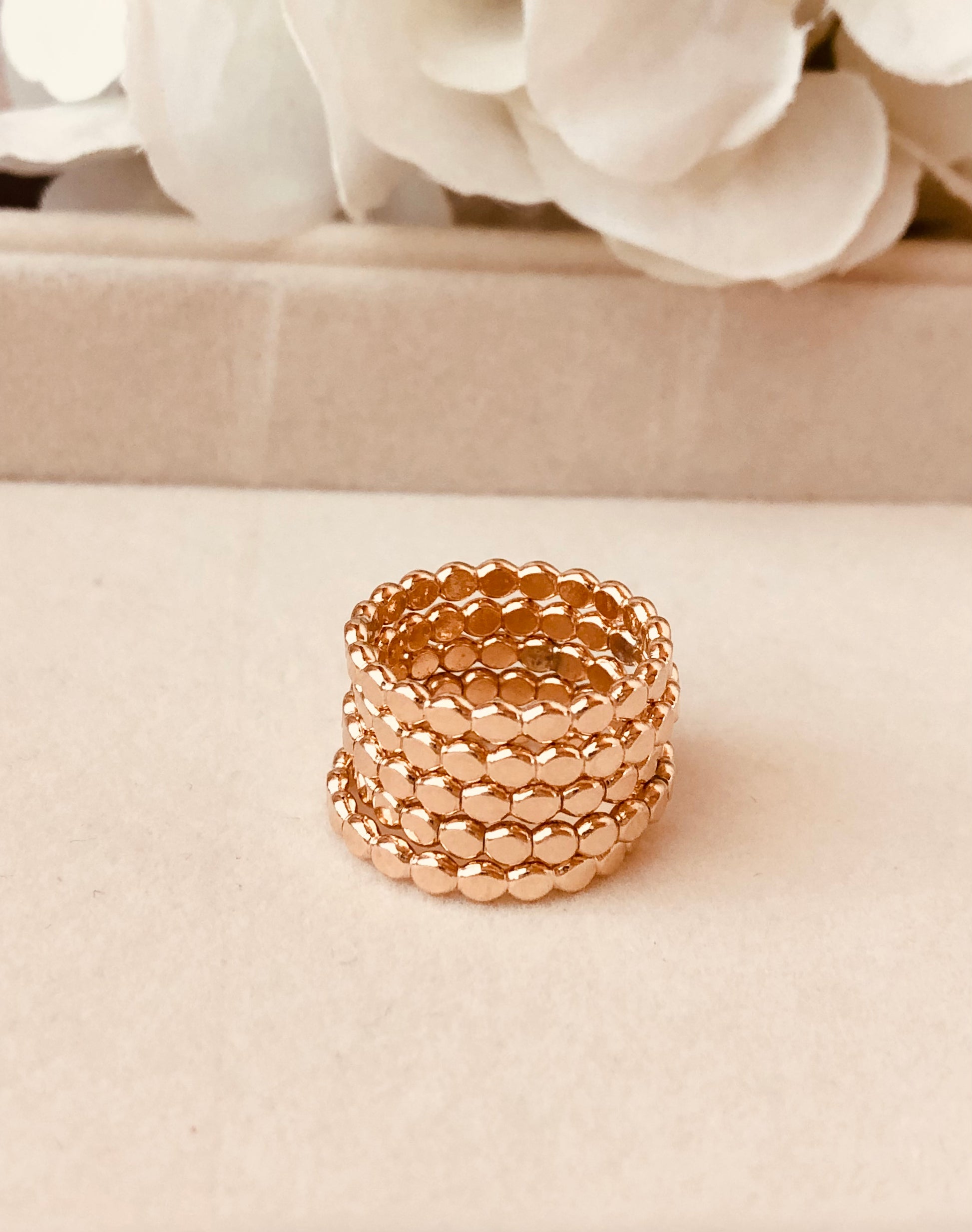 Gold Hammered Beaded Ring