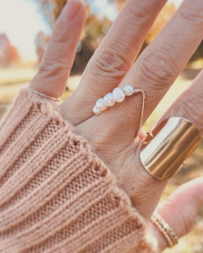 Wire Pearl Ring, Fresh Water Pearl Ring, 14k Gold Filled Pearl Ring, Handmade Wire Jewelry, Statement Ring, Pearl Cocktail Ring,Gift For Her