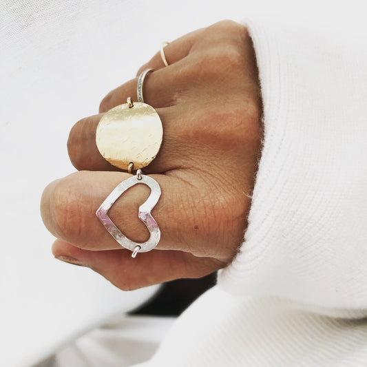 Hammered Open Heart Ring