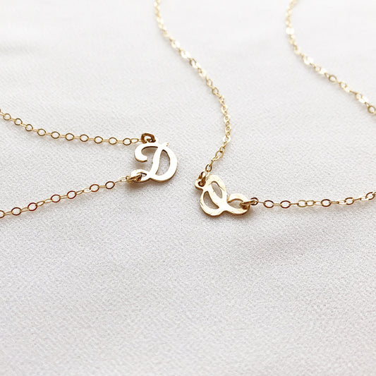 14K Gold Filled Script Letter Necklace