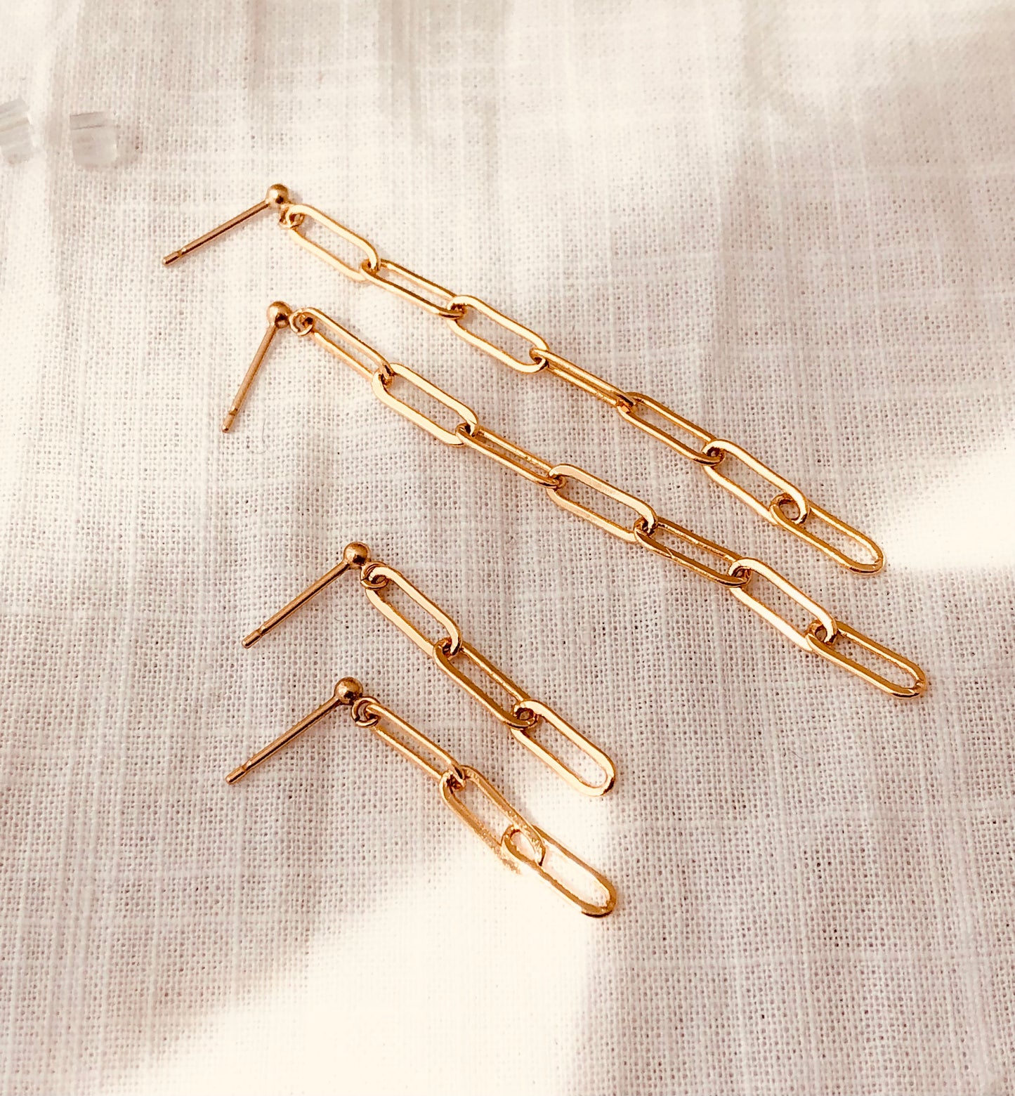 Paperclip Link Earrings, Paper Clip Link Studs, Linear Drop Earrings, Paper Clip Chain Earrings Everyday Jewelry, Gold Dainty Drop Earrings