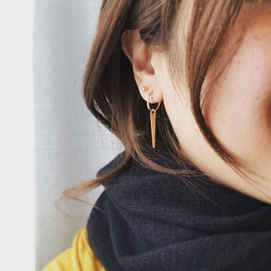 Spike Hoop Earrings | Gold Edgy Hoop Earrings | Minimal Statement Jewelry