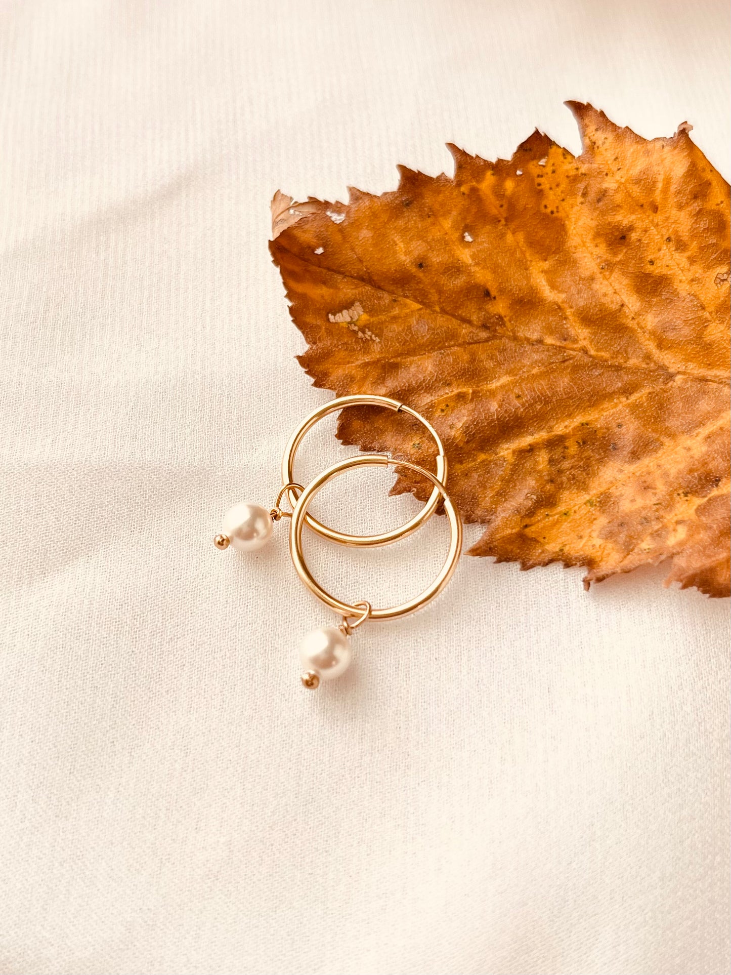 Dainty Pearl Hoop Earrings