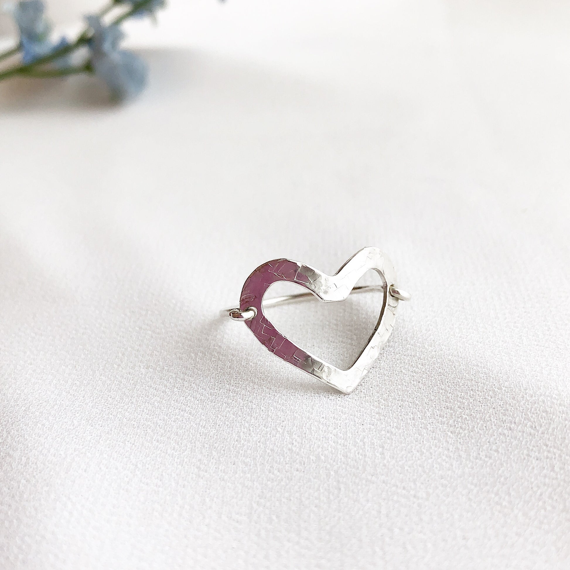 Hammered Open Heart Ring