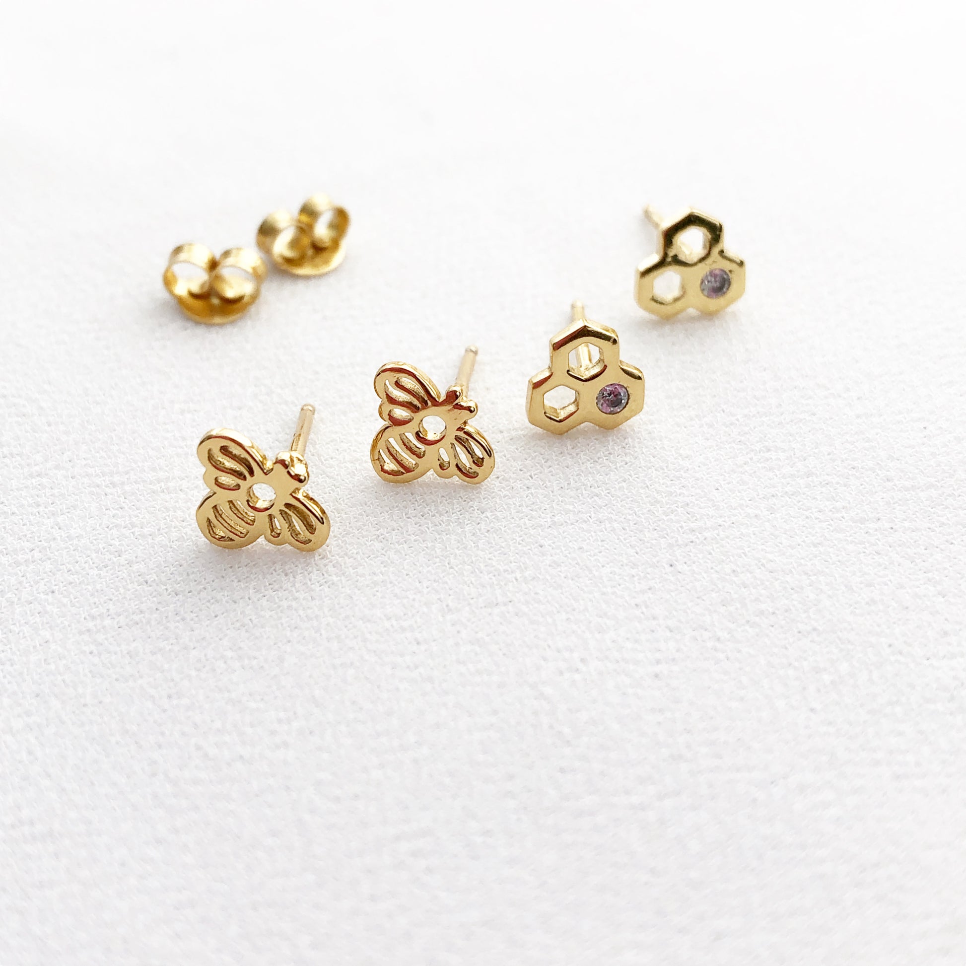 Bee & Honeycomb Decor Mismatched Drop Earrings