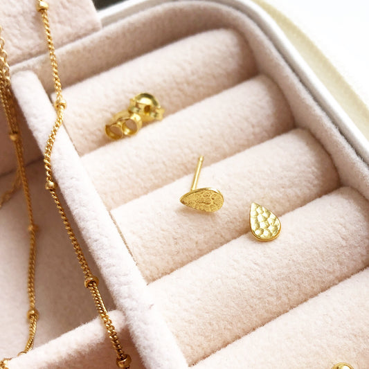 Tiny Teardrop Stud Earrings | Minimal Gold Stud Earrings | Everyday Jewelry